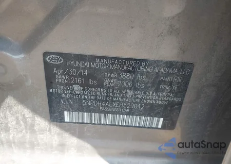 2014 Hyundai Elantra Se из США, поврежденный, VIN 5NPDH4AEXEH529042